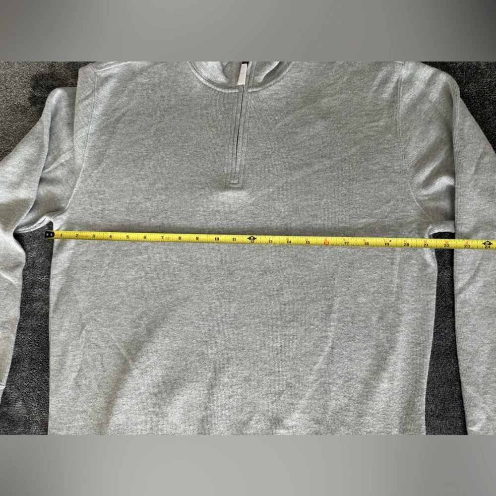 Lands' End Men's Bedford Ribbed Quarter Zip Sweater, Grey Heathered, Medium - Picture 7 of 7